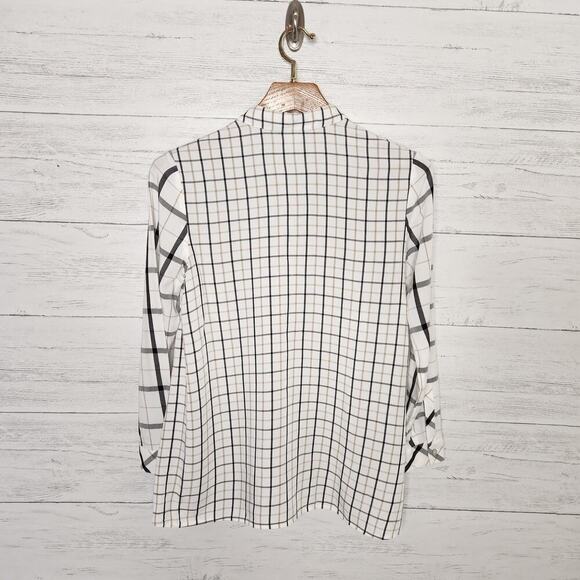 J. Jill Black & White Plaid Longsleeve Button Down Small Petite - Picture 12 of 12